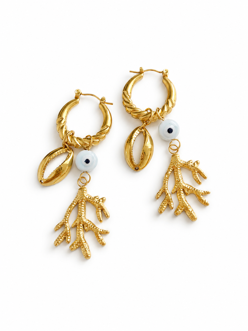 Golden Tide Charm Hoops
